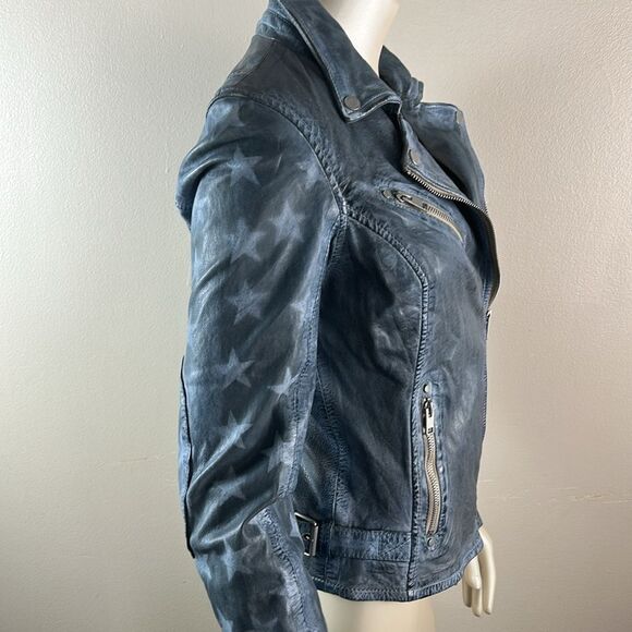 Womens stunning MAURITIUS SofiStar motor Jacket Light Blue Small 6 lamb leather - Picture 10 of 16